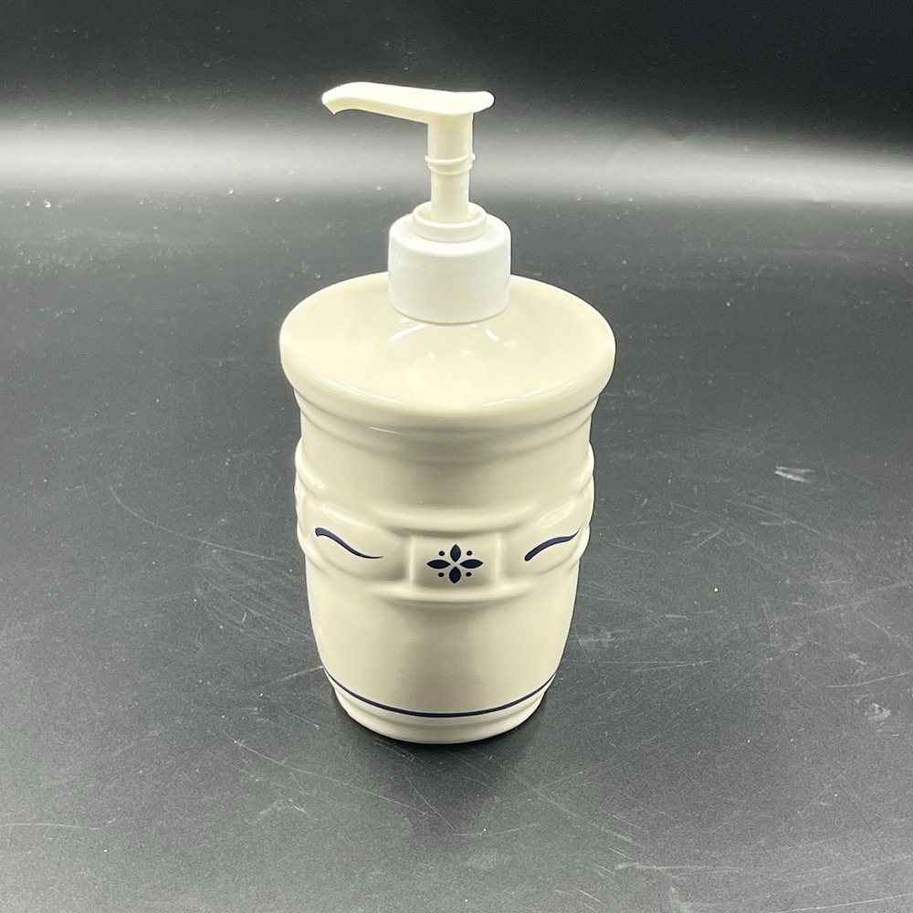 Longaberger Pottery Soap Dispenser Blue Woven Traditions USA‎